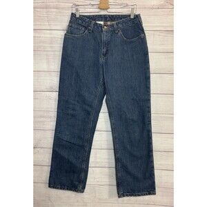 Carhartt Flannel Lined Straight Leg Jeans Womens Size 8X 30 Blue Denim